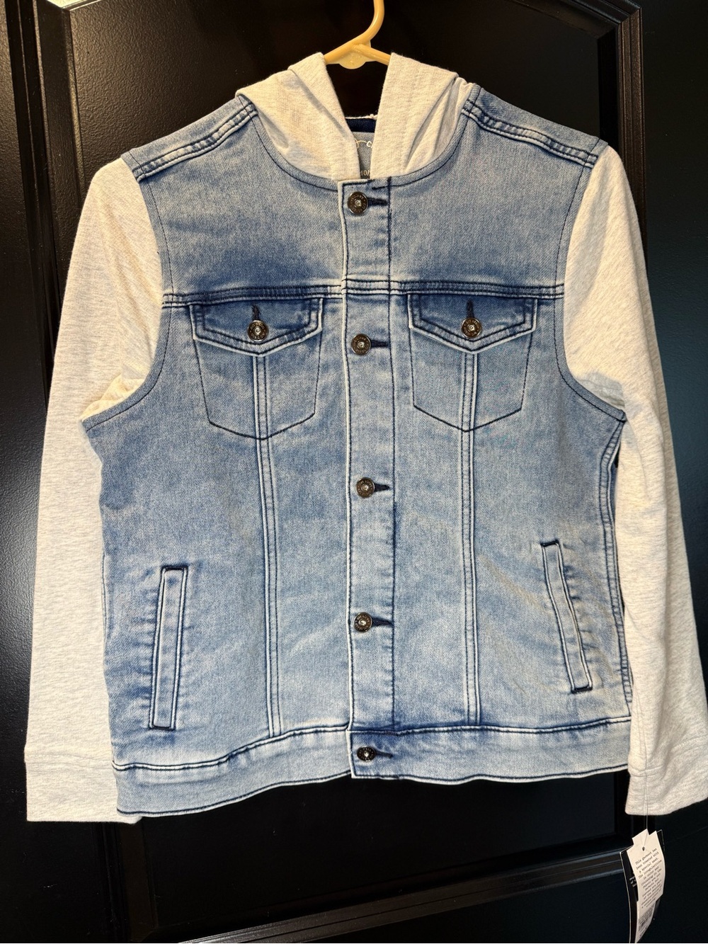 Kids art class Light Wash Denim Jacket with Heather Gray Hoodie - NWT